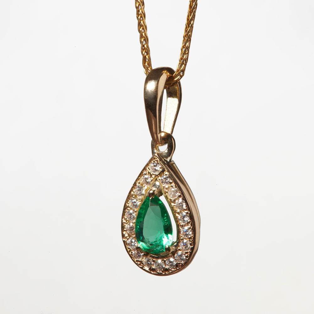 HR-Gemmes creations, pendentif emeraude & diamants 0,88 carat